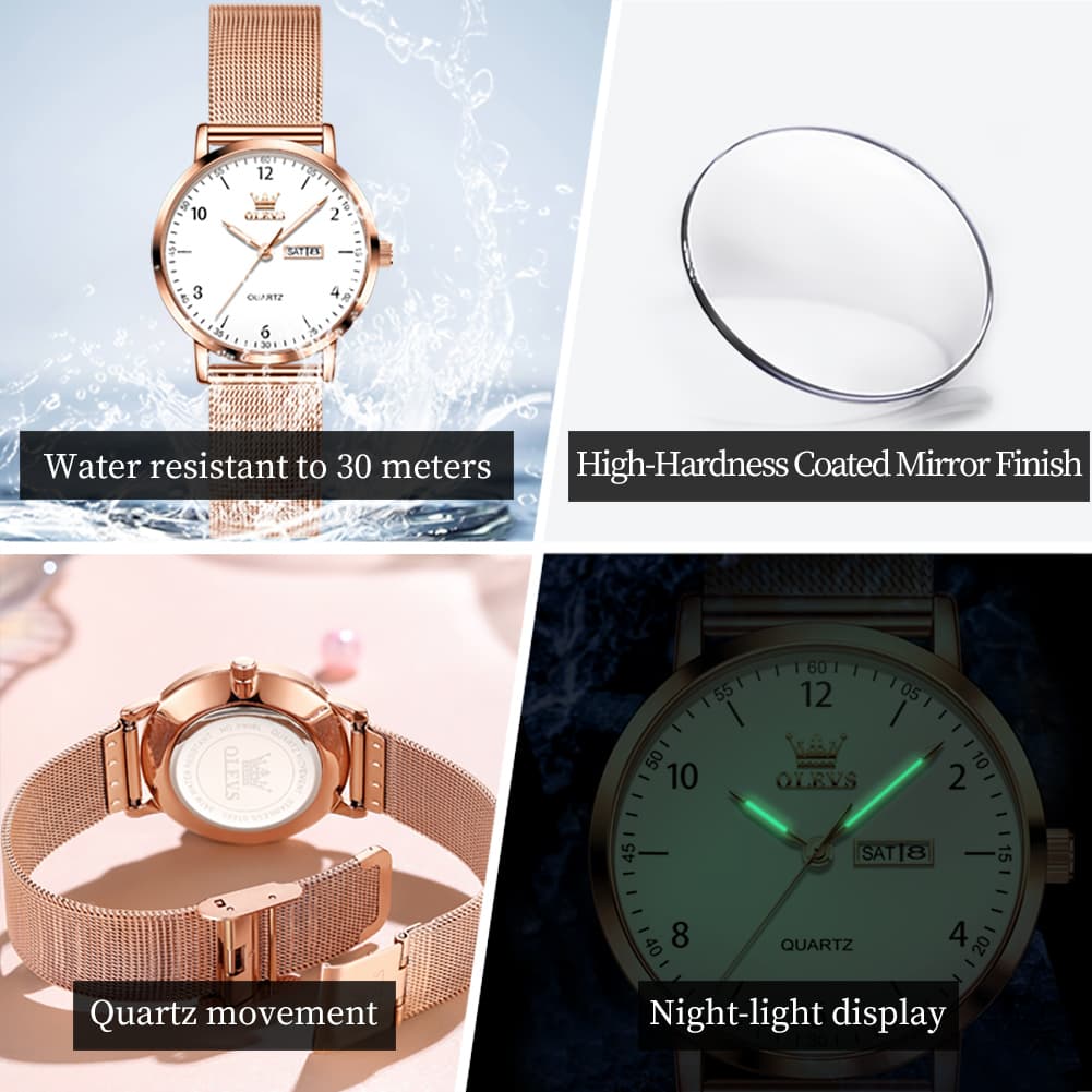 OLEVS 2996N Milanese Steel Minimalist Quartz Watch for Women