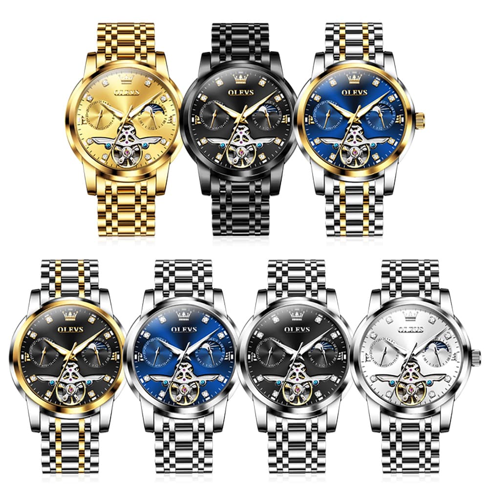 OLEVS 6703 Moon Phase Tourbillon Automatic Mechanical Watch For Men