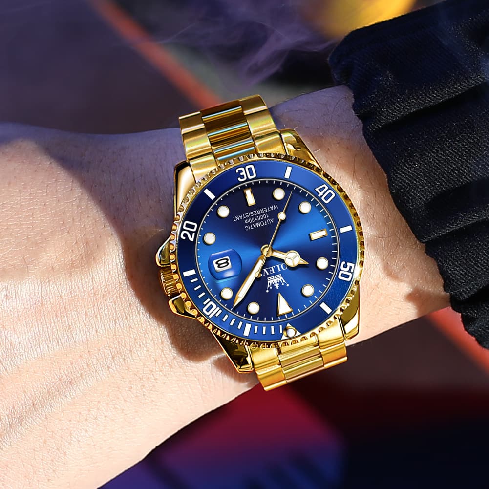 OLEVS 6650 Stainless Steel Mechanical Dive Watch for Men