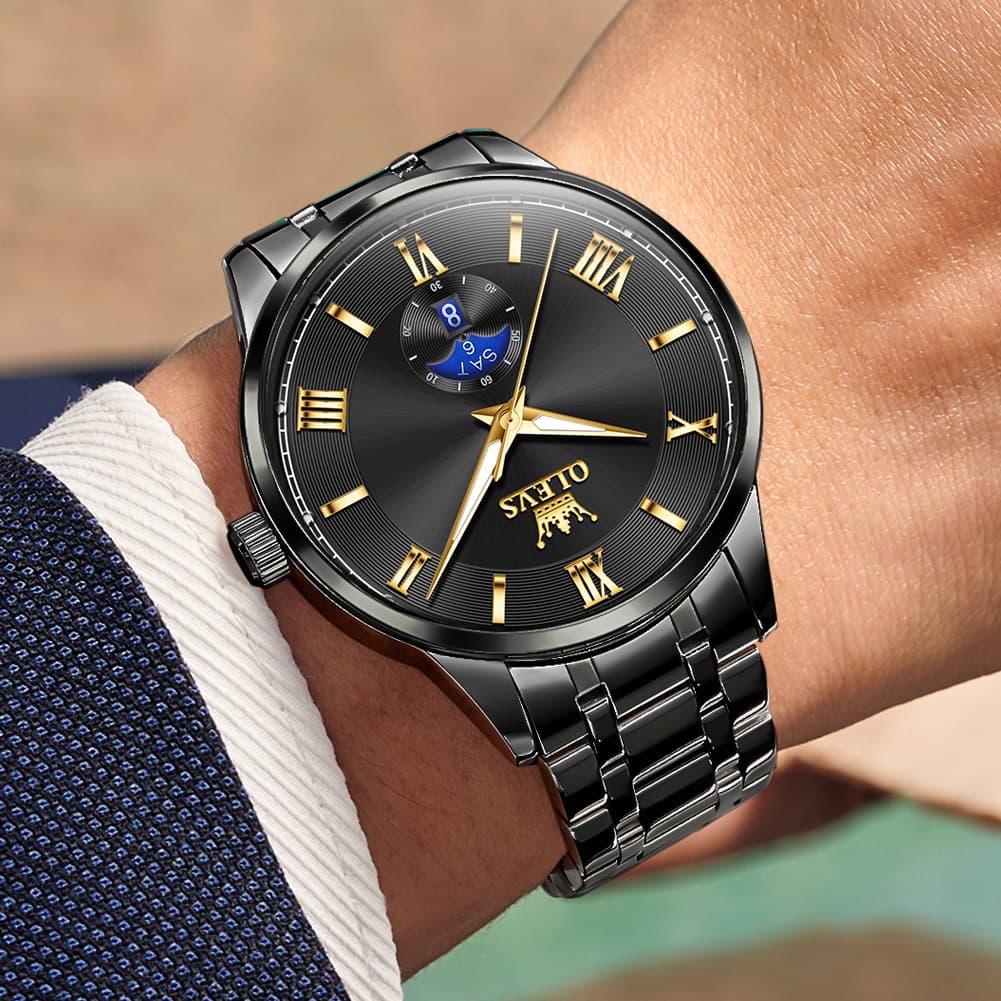 OLEVS 3638 Moon Phase Quartz Steel Watch for Men