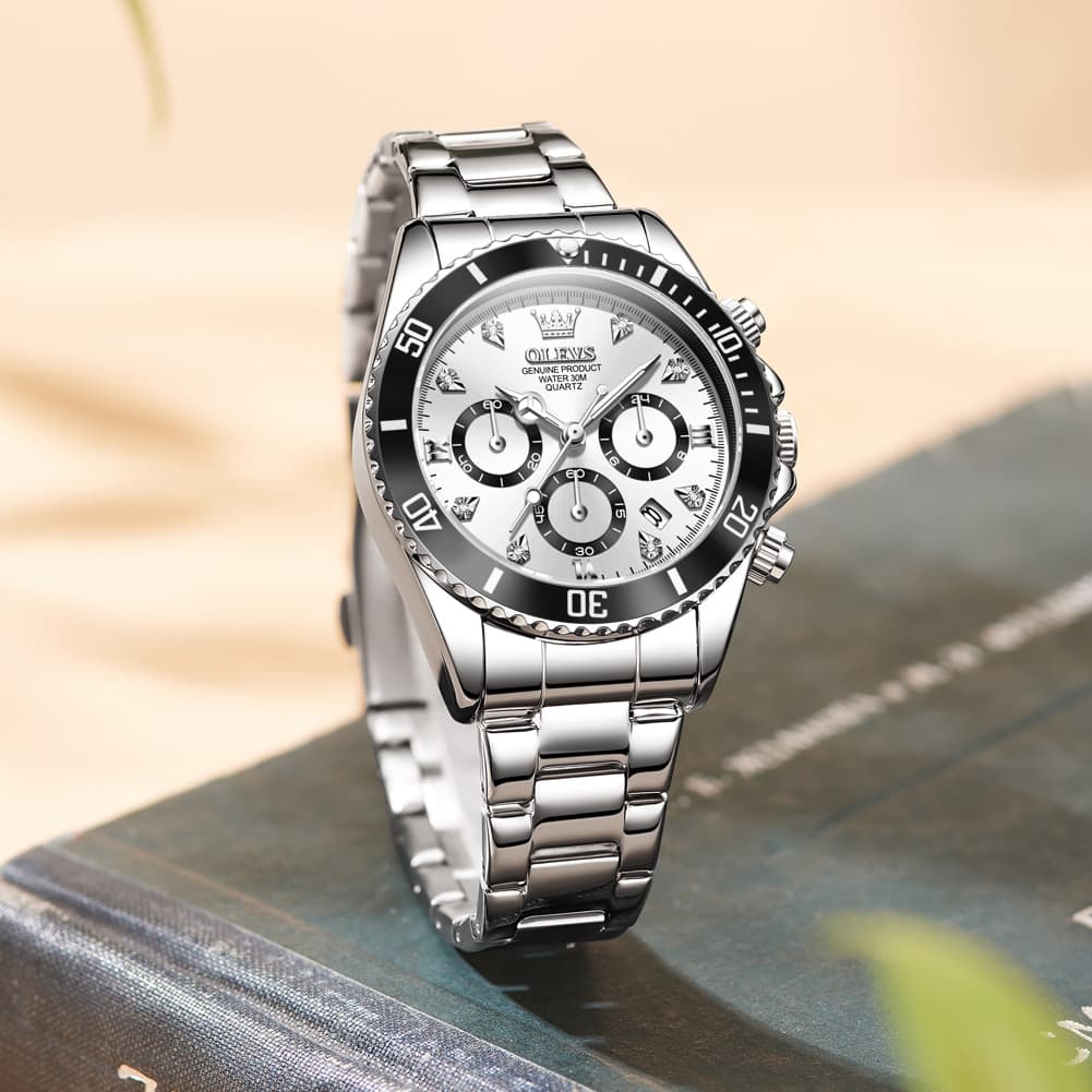 OLEVS Women Chronograph Watch Stainless Steel Sport Date Quartz 5632