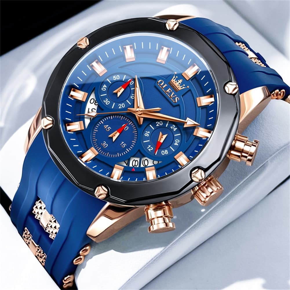 OLEVS 9991 Bold Chronograph Racing Silicone Watch for Men