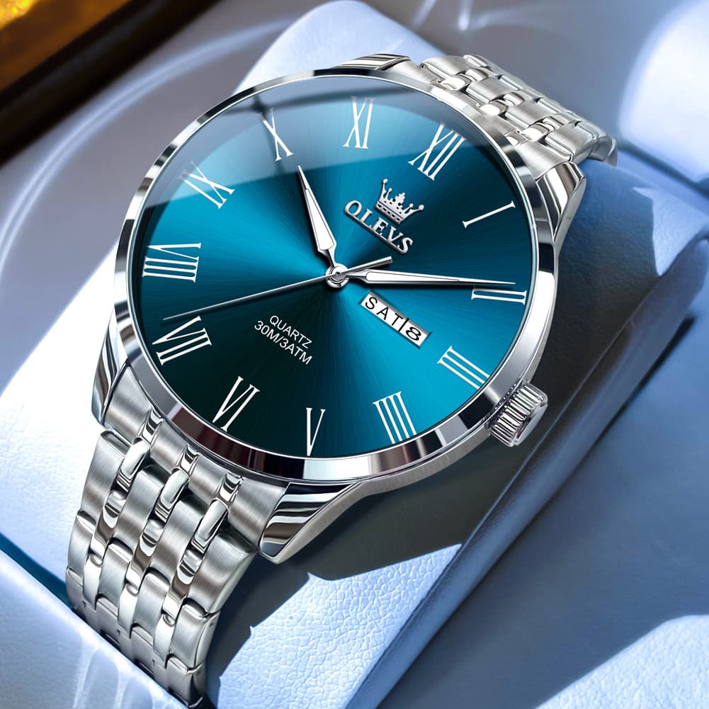OLEVS 3633 Minimalist Sunray Roman Quartz Watch for Men