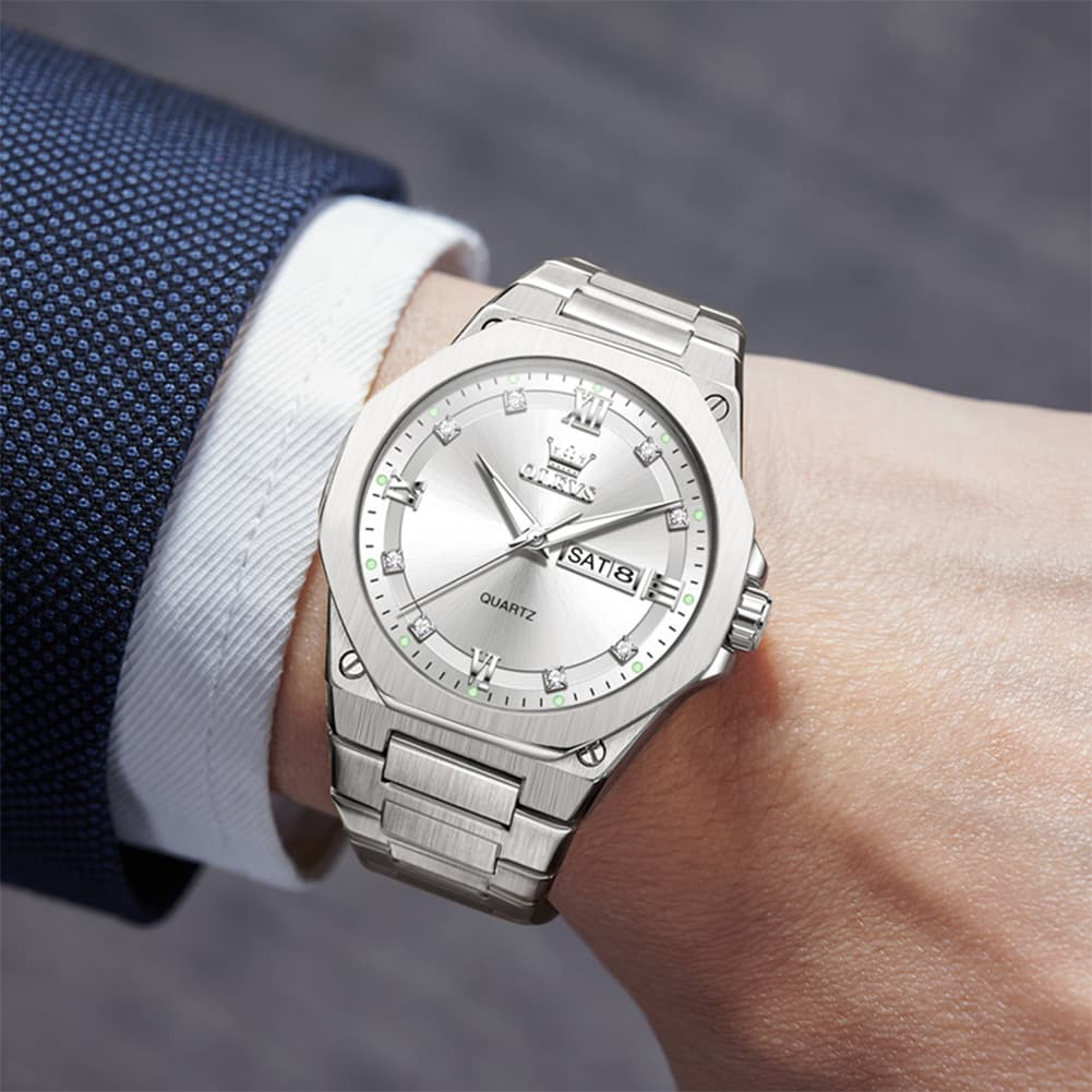 OLEVS 3736 Polygonal Diamond Quartz Watch for Men