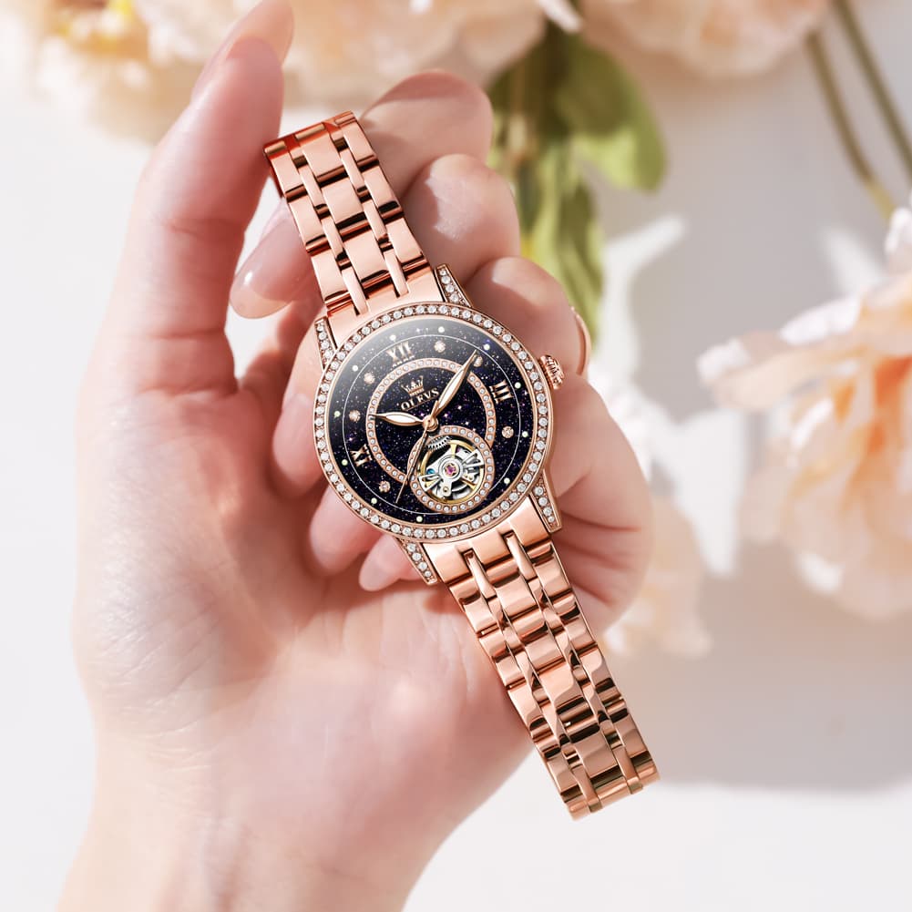 OLEVS 7036 Open Heart Automatic Watch For Women