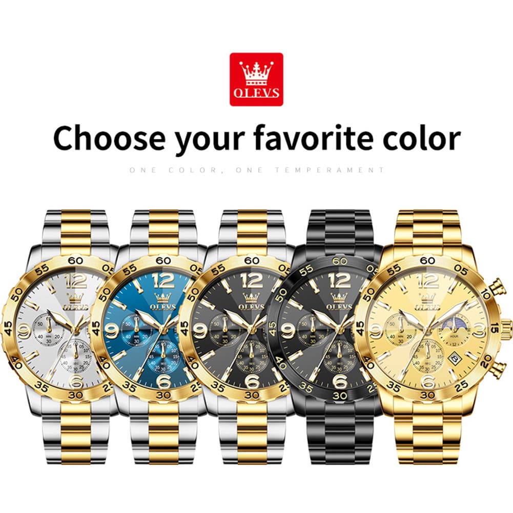 OLEVS 3D Rhombic Chronograph Quartz Watch for Men 3678