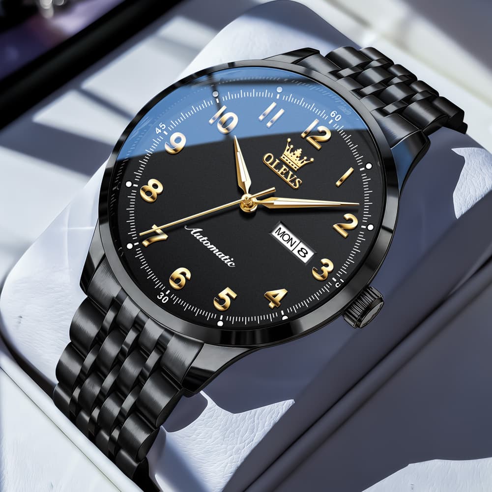 OLEVS 7100 Arabic Numeral Dual Calendar Automatic Watch For Men
