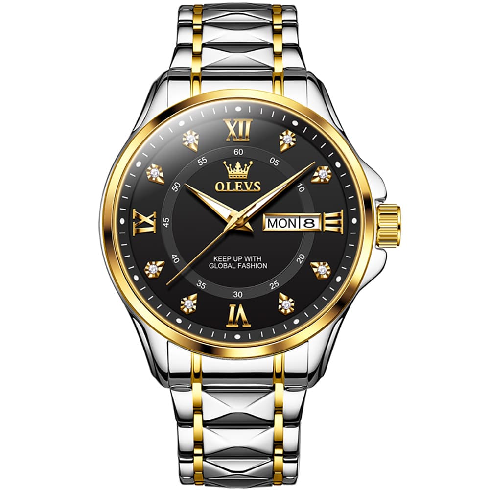 OLEVS 2906 Diamond Day Date Quartz Watch for Men