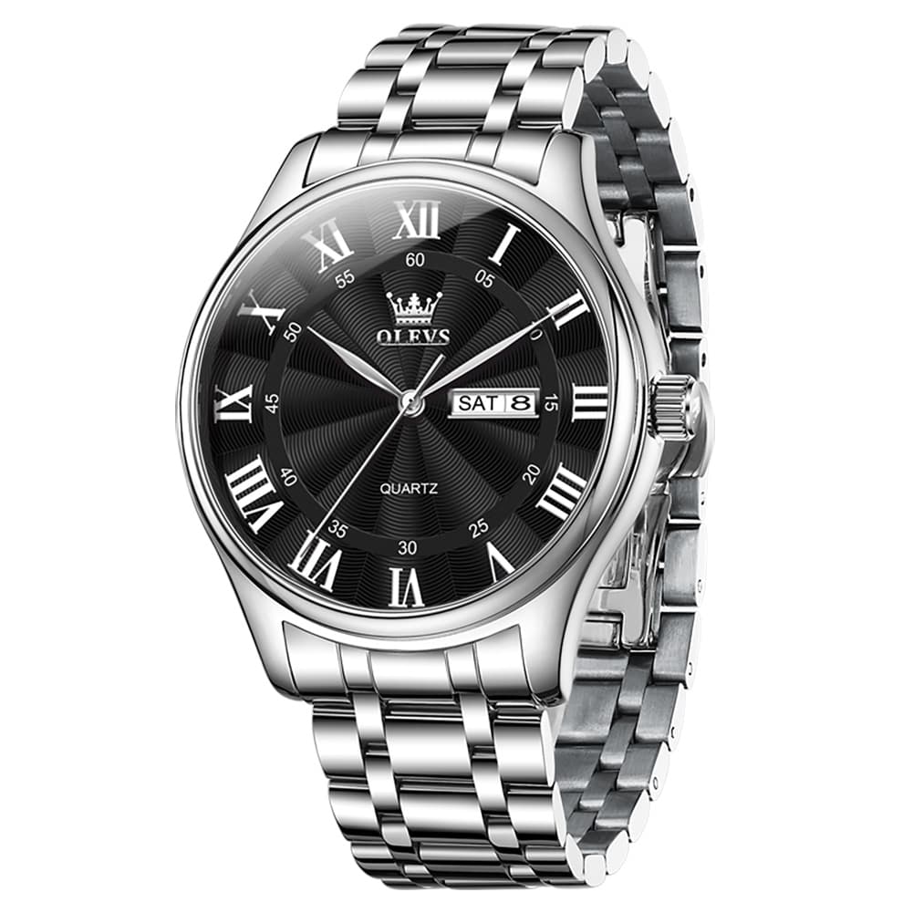 OLEVS 3663 Rosebud Roman Dial Day Date Quartz Watch For Men