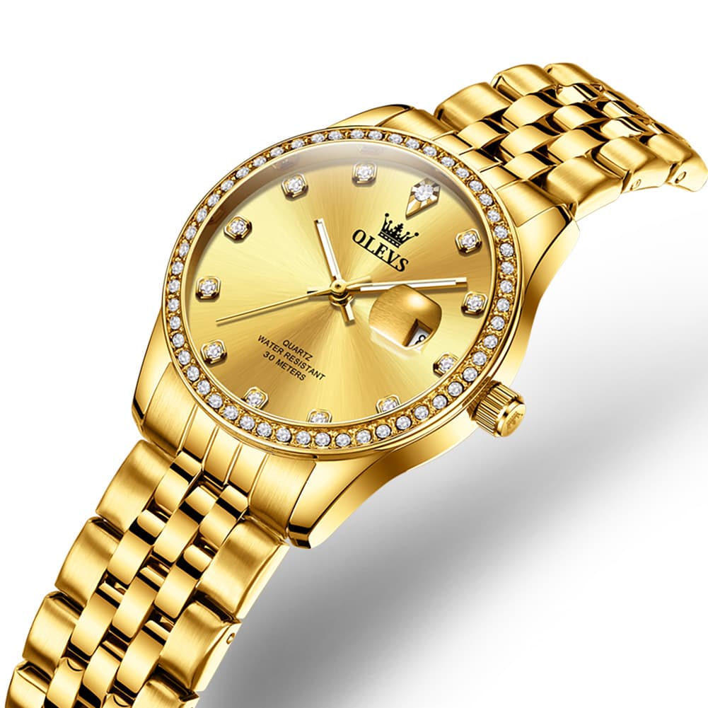 OLEVS 3629NN Diamond Bezel Quartz Steel Watch for Women