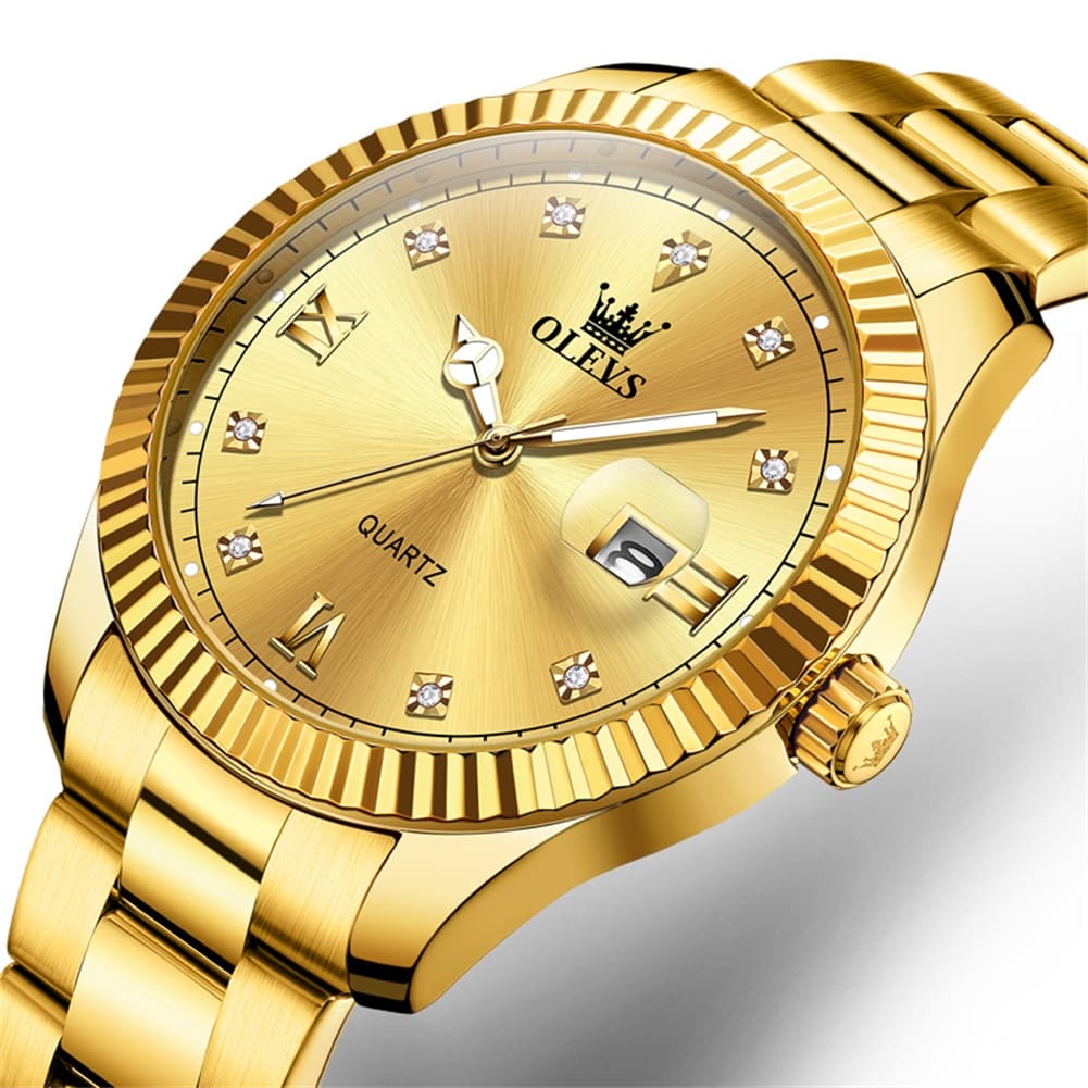 OLEVS 3623 Fluted Bezel Diamond Quartz Watch for Men