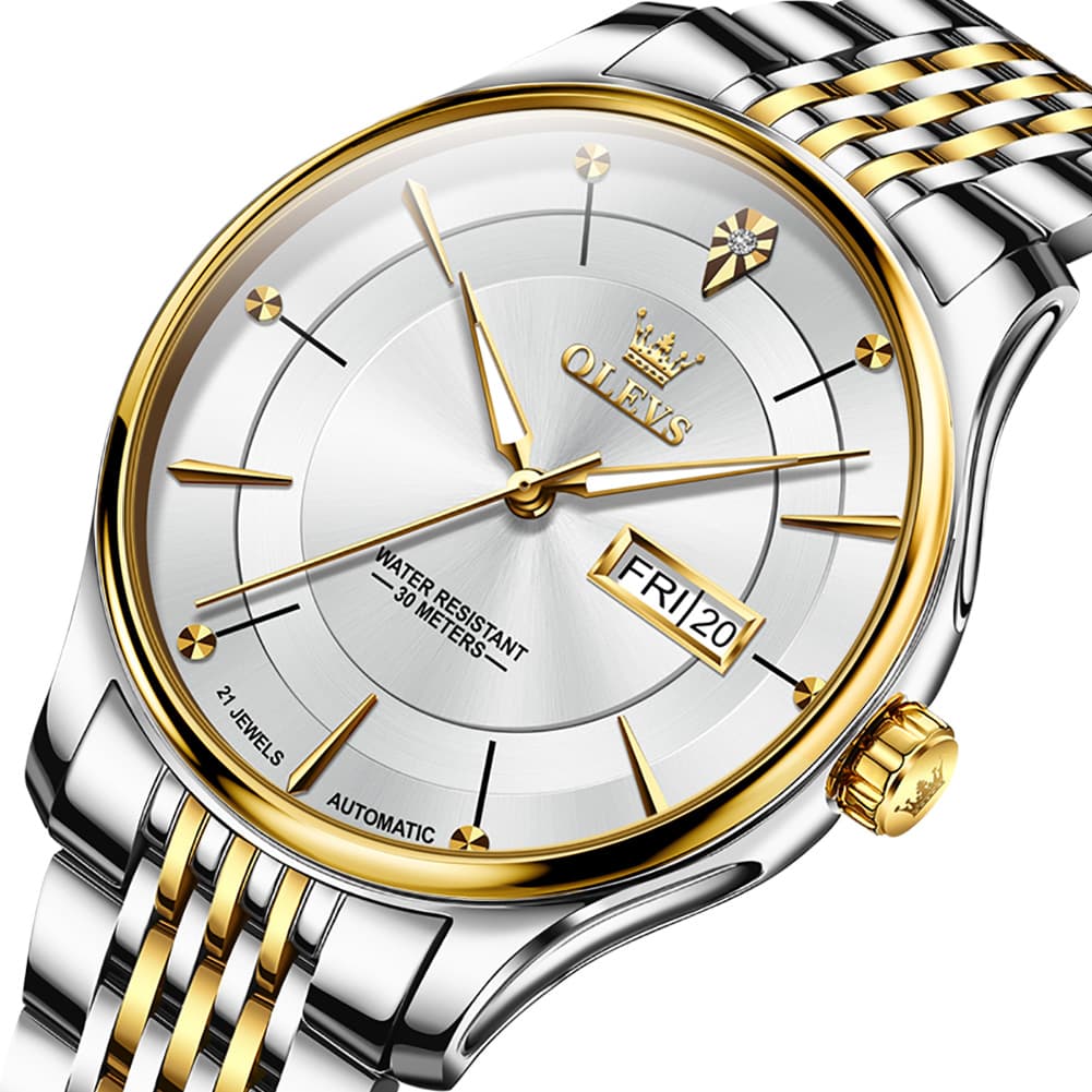 OLEVS Diamond Dial Day Date Automatic Mechanical Watch 9927 for Men