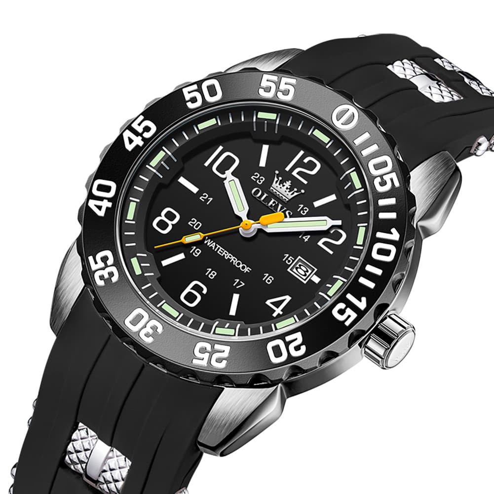 OLEVS 3688 Sport Silicone Quartz Luminous Mens Watch