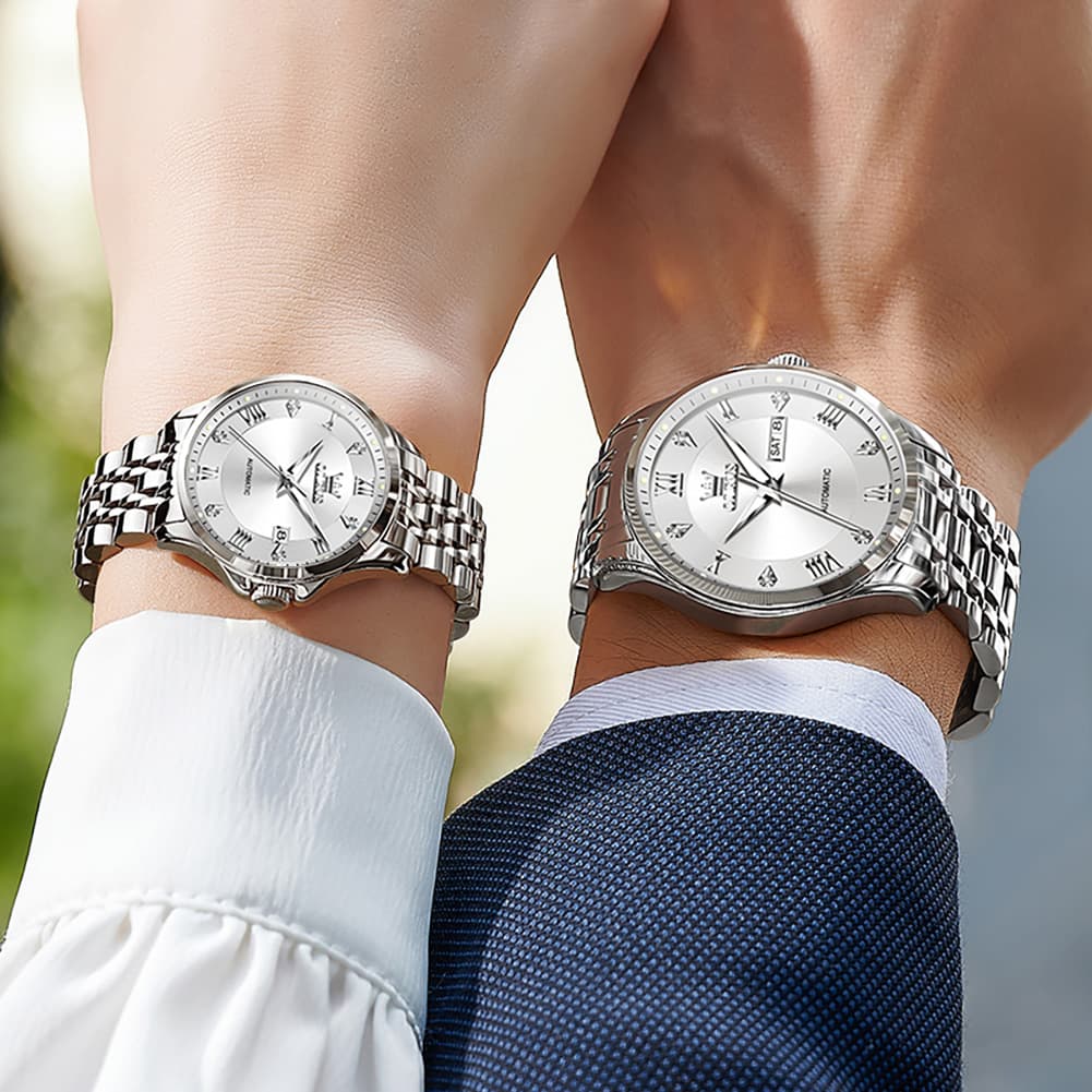 OLEVS 6702 Diamond Automatic Mechanical Watch For Couples
