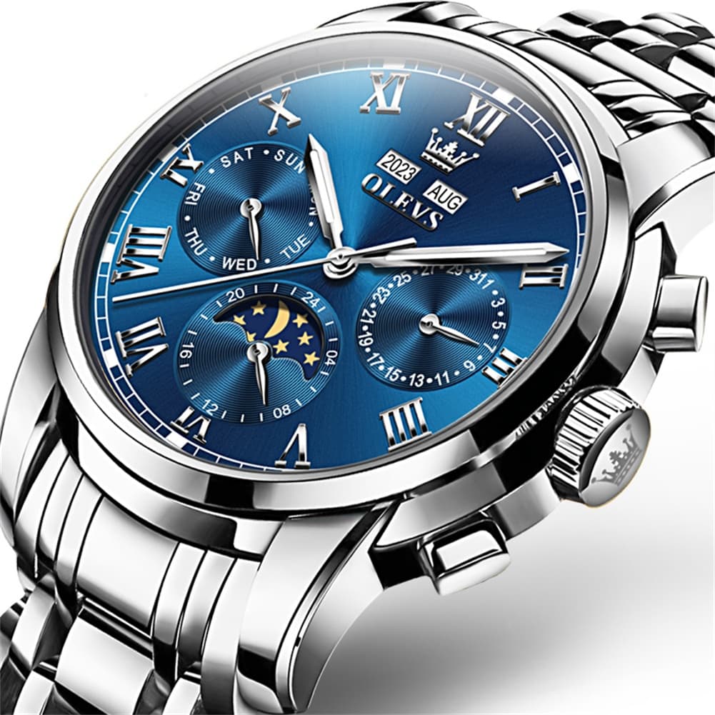 OLEVS 6692 Automatic Moon Phase Multifunction Steel Watch for Men