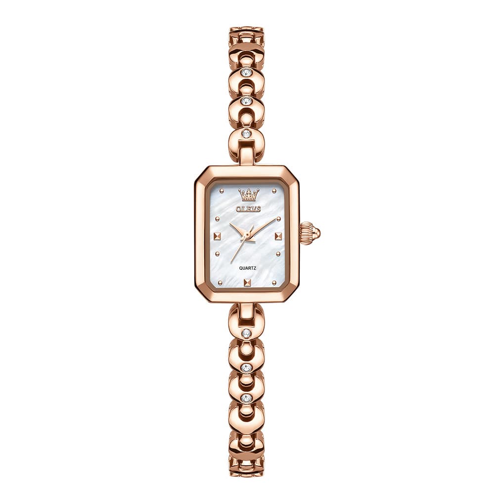 OLEVS 3665 Rectangular Mother of Pearl Jewelry Bracelet Watch For Women