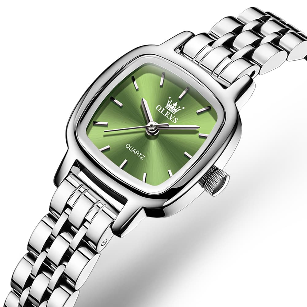 OLEVS 5675 Petite Square Watch Vintage Dress Stainless Steel Bracelet Quartz Timepiece for Women