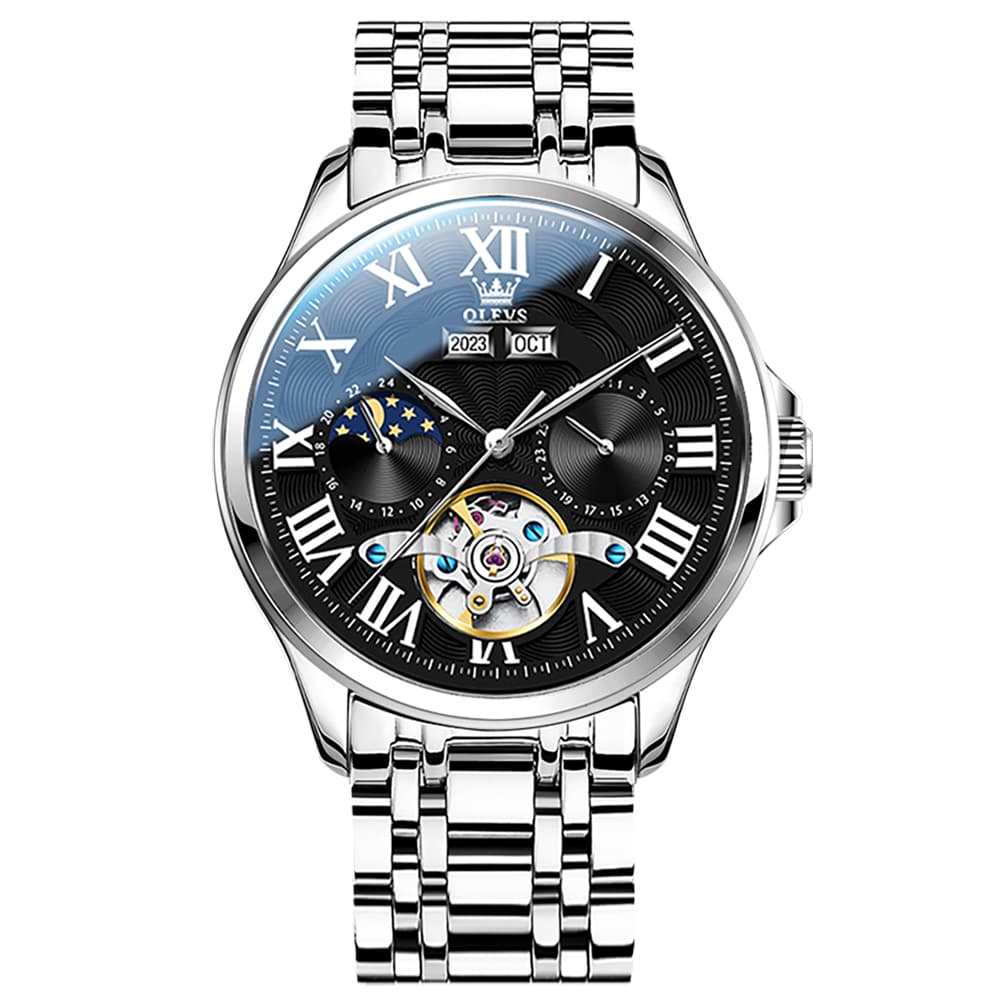 OLEVS 7013 Multi Function Sun and Moon Mechanical Watch for Men
