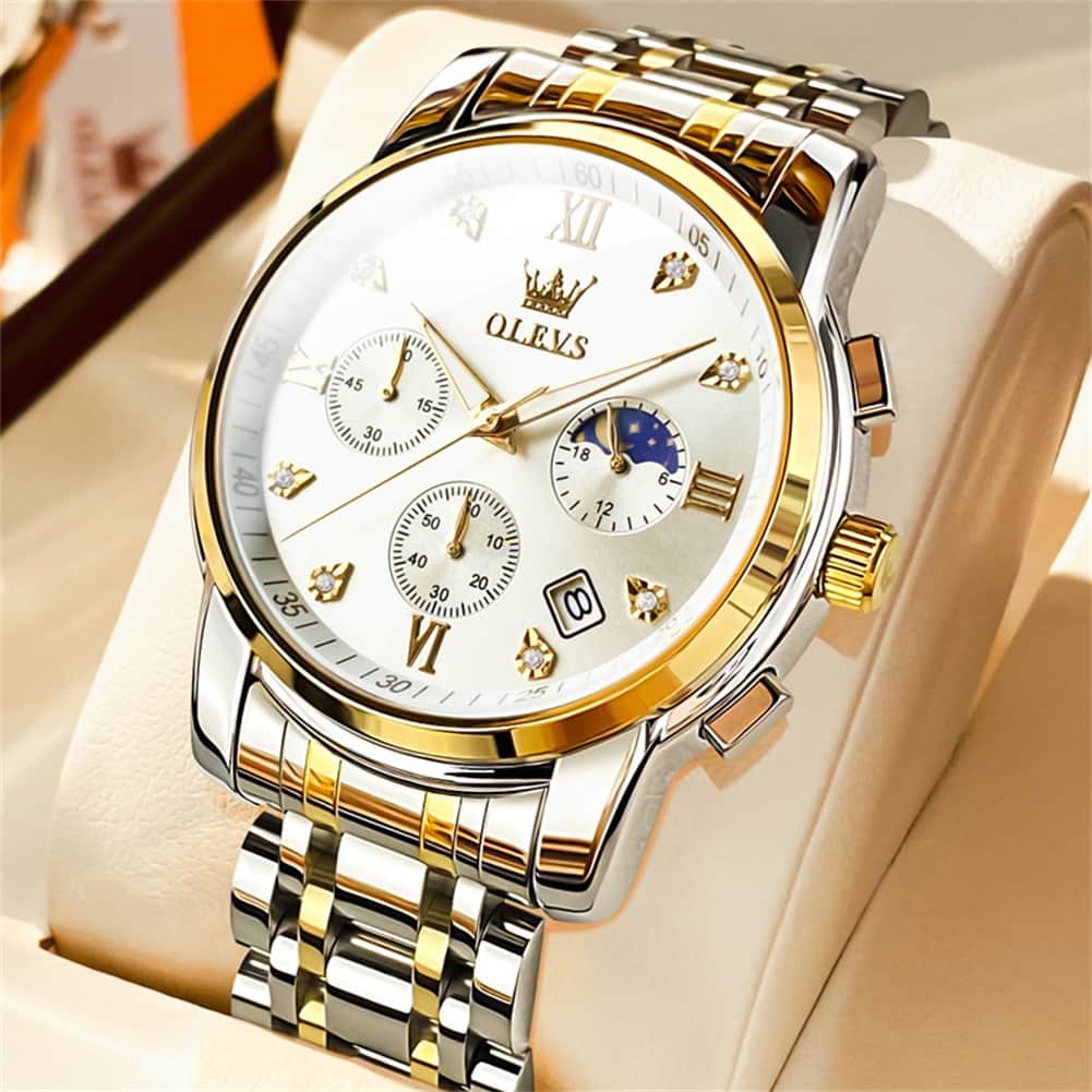 OLEVS 2858 Luxury Moon Phase Chronograph Watch for Men