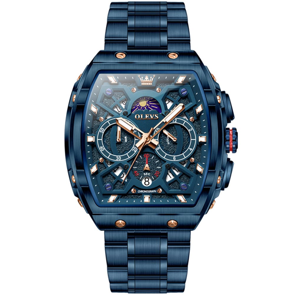 OLEVS 2942 Tonneau Dual Time Quartz Watch for Men