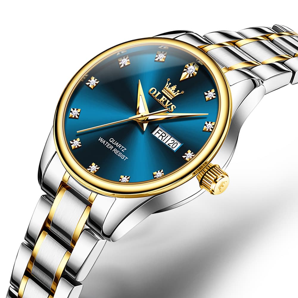 OLEVS 3612 Diamond Dial Quartz Steel Watch for Women