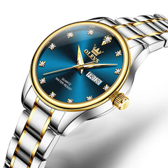 OLEVS 3612 Diamond Dial Quartz Steel Watch for Women