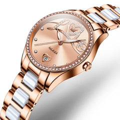OLEVS 6686 Romantic Love Dial Ceramic Mechanical Watch for Women