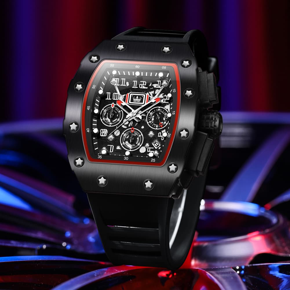 OLEVS 3608 Tonneau Sports Quartz Watch for Men