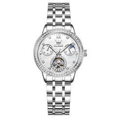 OLEVS 6750 Diamond Bezel Skeleton Mechanical Watch for Women