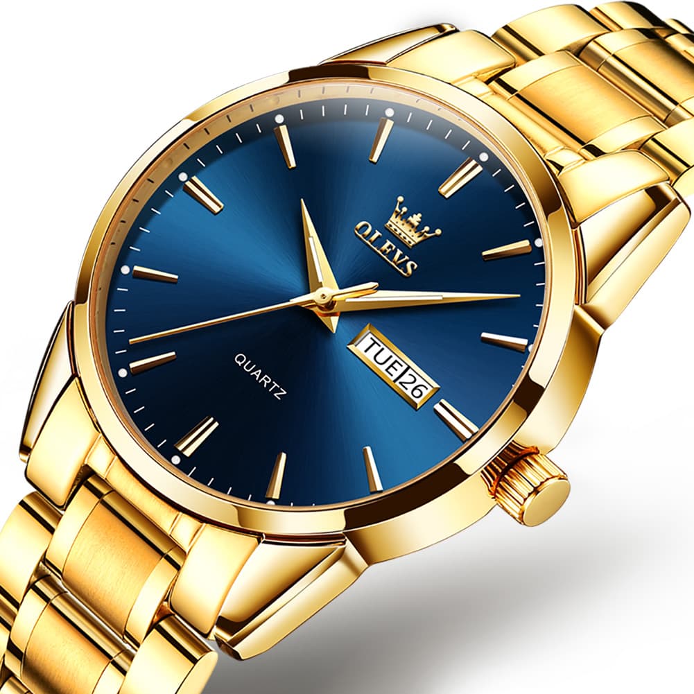 OLEVS 6898 Ultra Thin Day Date Watch Stainless Steel Quartz Casual Timepiece for Men