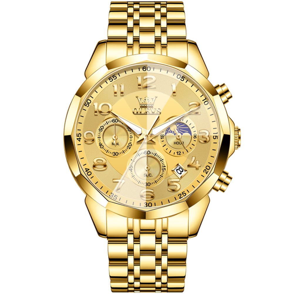 OLEVS 3676 Quartz 3D Rhombic Chronograph Watch For Men