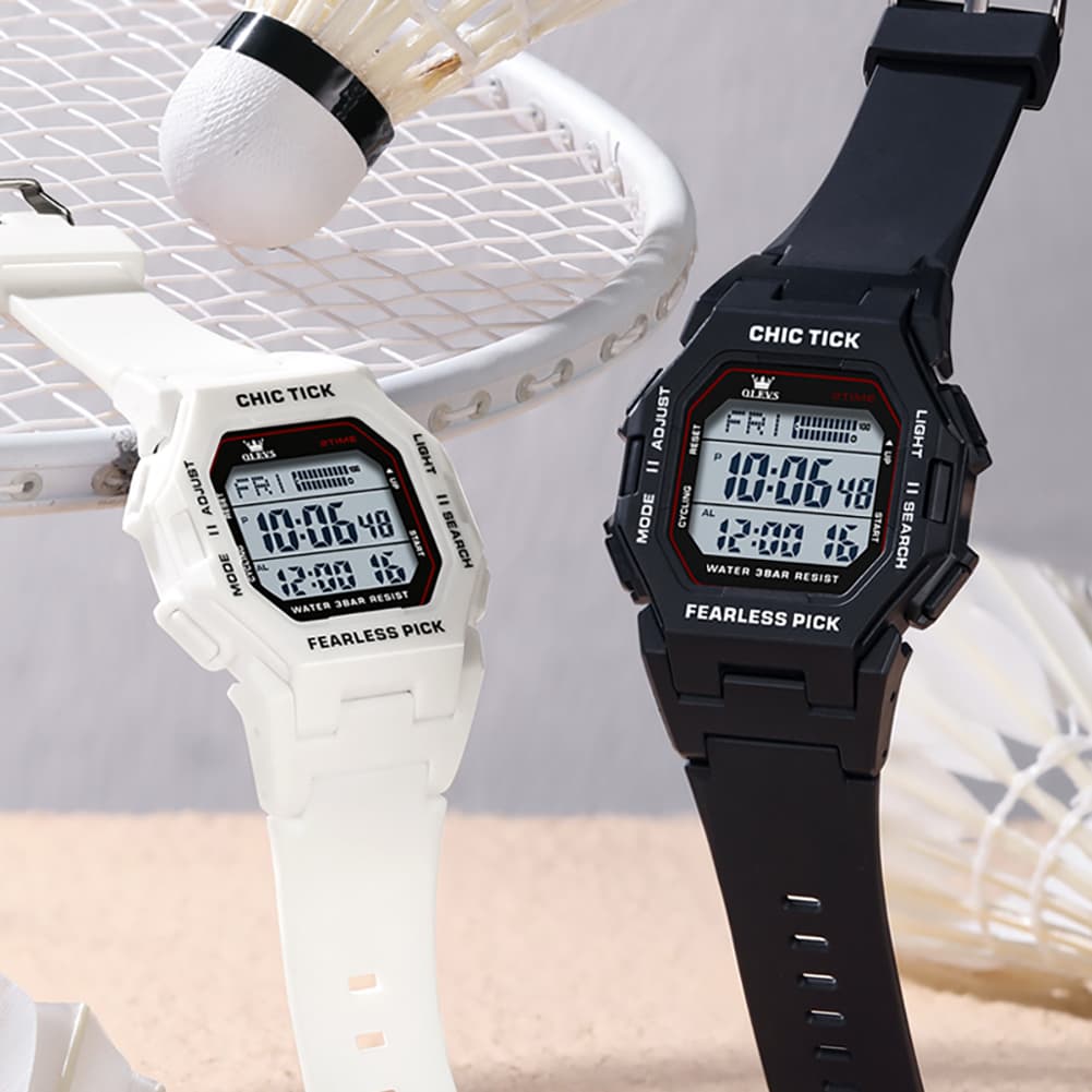 OLEVS 1119 Classic Retro Octagon Digital Sport Watch Unisex