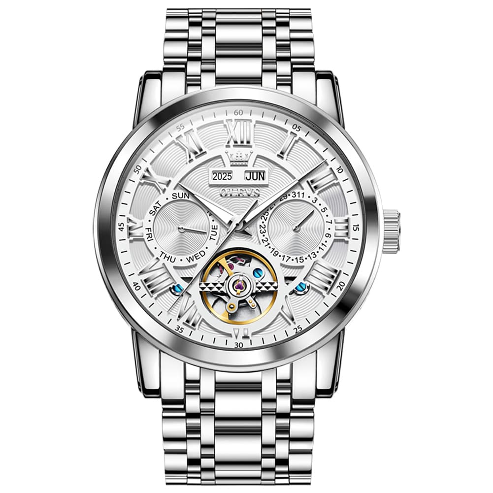 OLEVS 6668 Stainless Steel Mechanical Multifunction Watch for Men