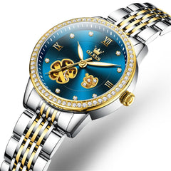 OLEVS 6706 Diamond Flower Skeleton Automatic Mechanical Watch For Women