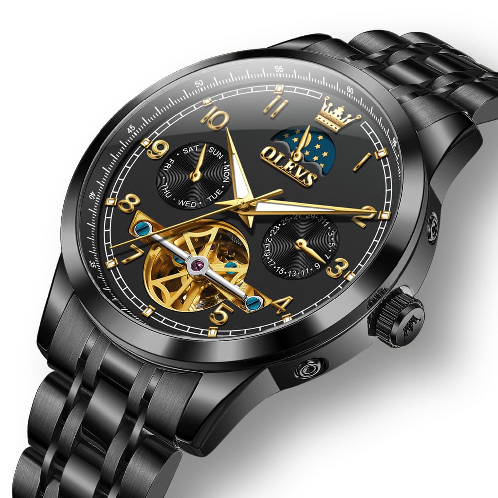 OLEVS 7071 Open Heart Moon Phase Automatic Watch For Men