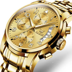 OLEVS 2879 Luxury Gold Pilot Chronograph Watch for Men