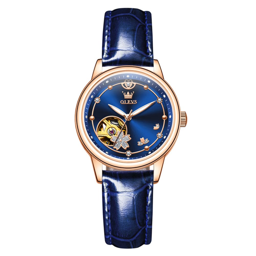 OLEVS 6732 Automatic Open Heart Diamond Watch For Women