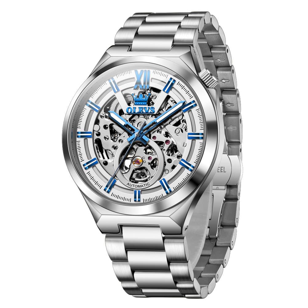 OLEVS 6722 Integrated Geometry Full Skeleton Mechanical Watch For Men