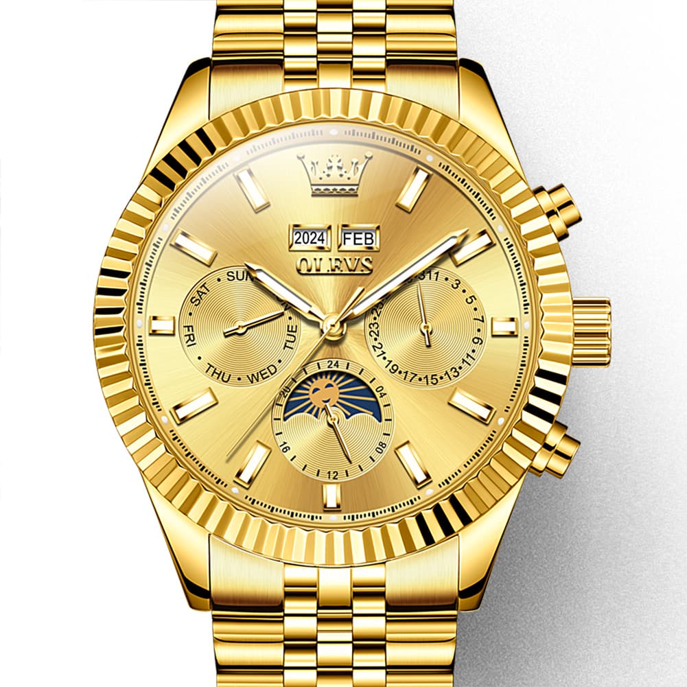 OLEVS 6688 Automatic Moon Phase Stainless Steel Watch for Men