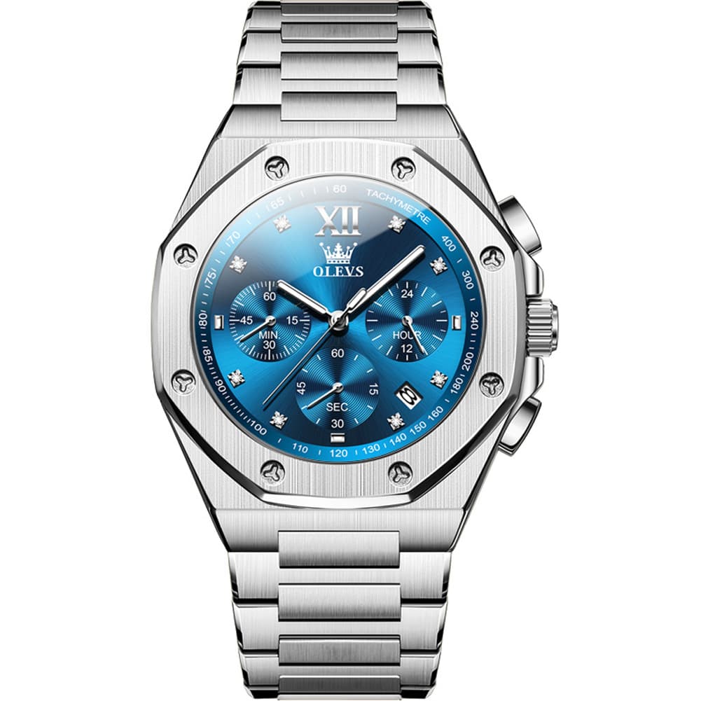 OLEVS 3626 Octagonal Chronograph Quartz Steel Watch for Men