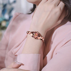OLEVS 7007 Tungsten Steel Watch Dainty Faceted Bracelet Diamond Accent Quartz Luxury Timepiece for Women