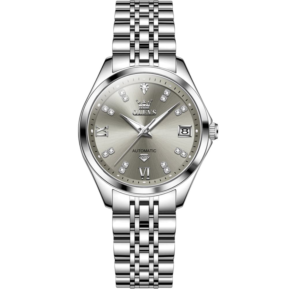 OLEVS Diamond Dial Automatic Mechanical Watch 9801 Date Display for Women