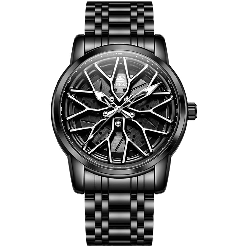 OLEVS 3701 Racing Wheel Openwork Sport Mens Quartz Watch