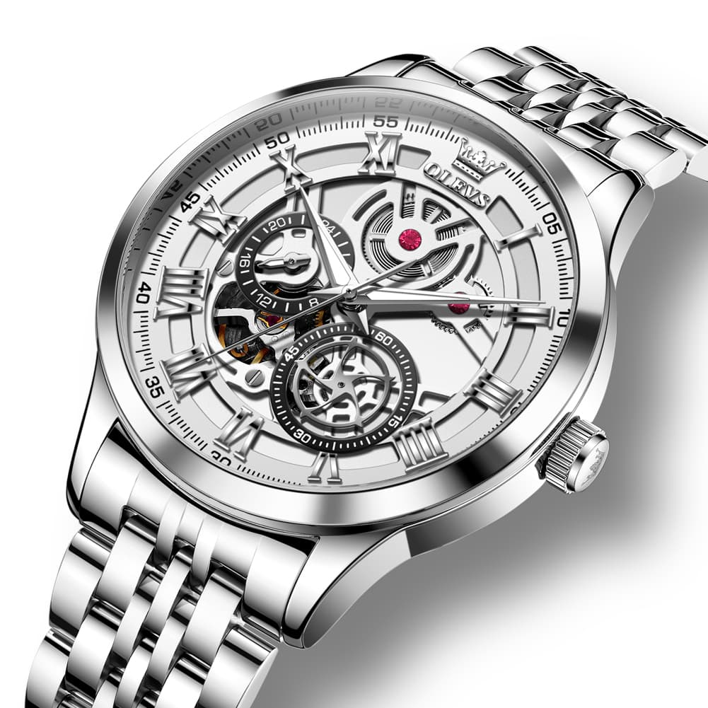 OLEVS 7076 Double Open Heart Automatic Watch For Men