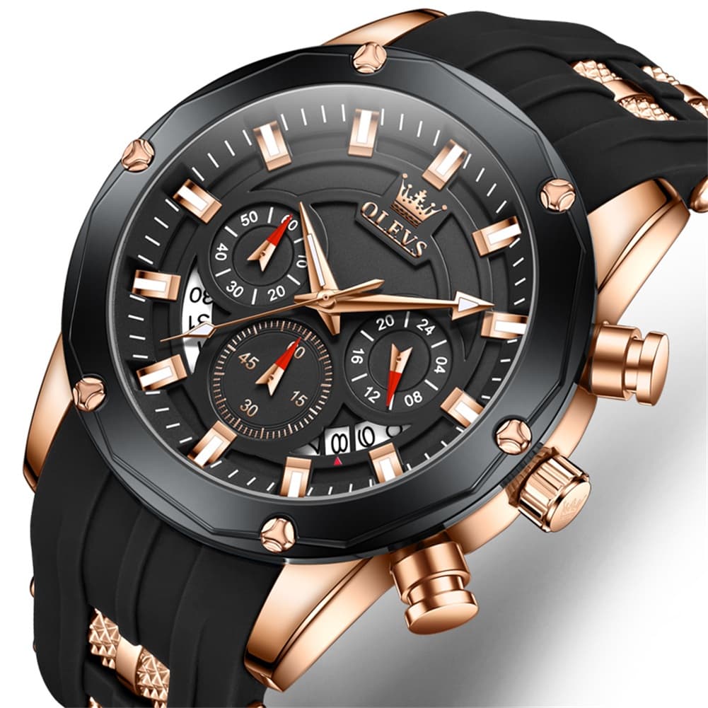 OLEVS 9991 Bold Chronograph Racing Silicone Watch for Men