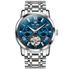 OLEVS 6701 Skeleton Automatic Mechanical Stainless Steel Watch For Men