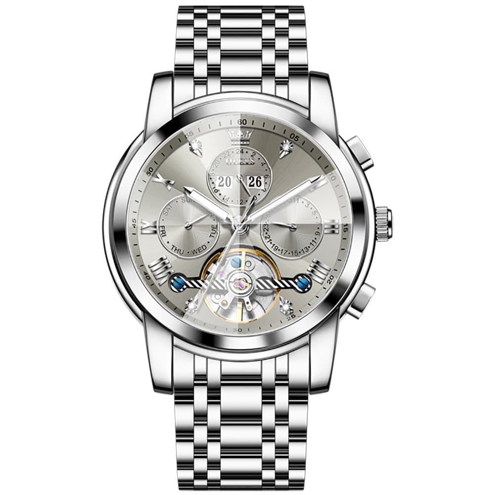 OLEVS 3D Diamond Cut Skeleton Automatic Watch 7121 for Men