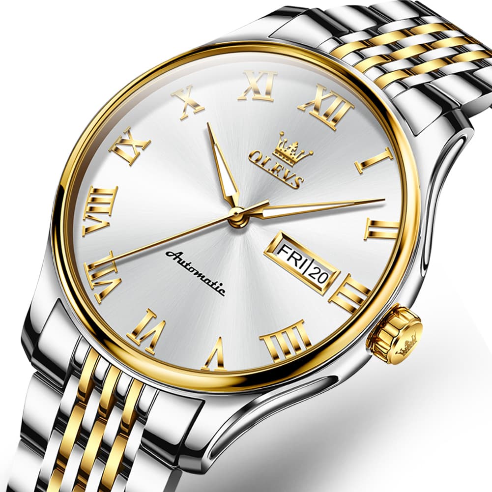 OLEVS Roman Numeral Day Date Automatic Mechanical Watch 9929 for Men