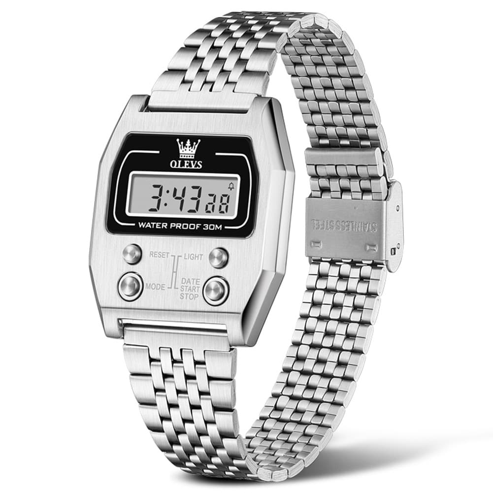 OLEVS 1113 Vintage Retro Digital Steel Watch for Men Women