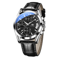 OLEVS 2987 Ultra-Light Leather Chronograph Quartz Watch for Men